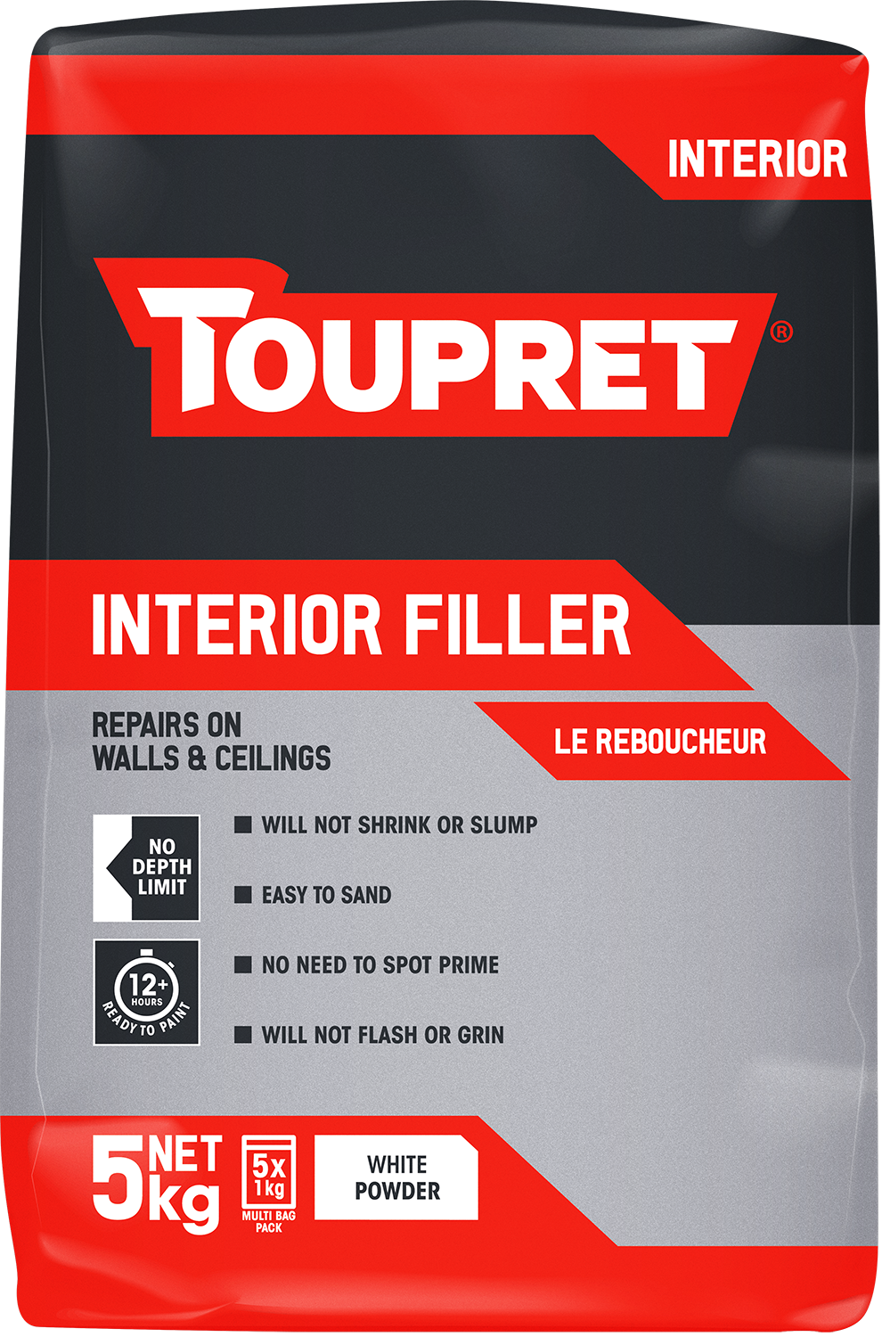 Toupret Interior Filler (Le Reboucheur) 5x 1kg bag in bag