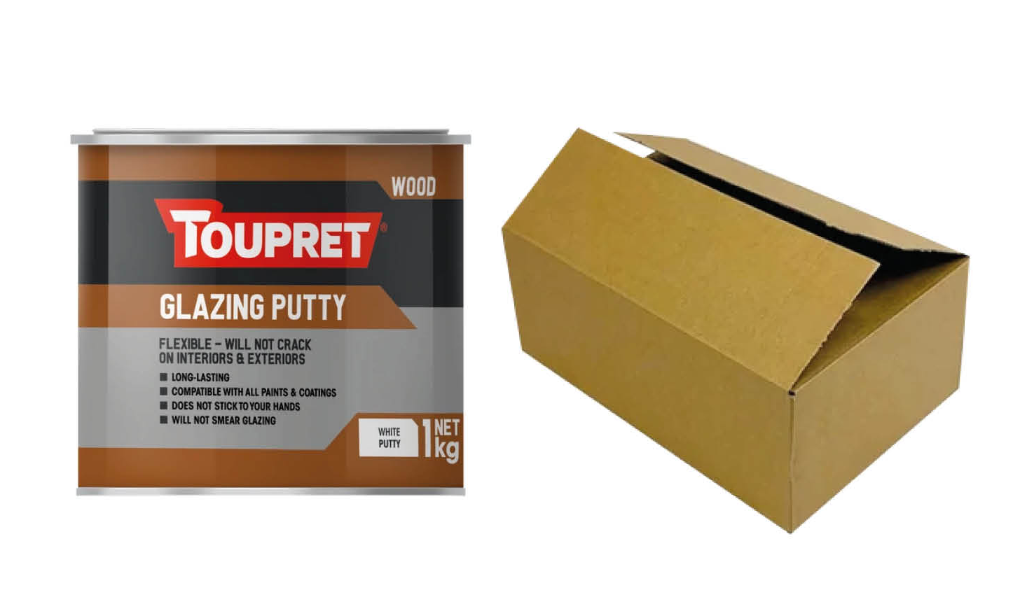 Toupret Glazing Putty 1kg (Box of 6)