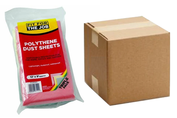 Triple Pack Polythene Dust Sheet 12 x 9ft (Box of 8)