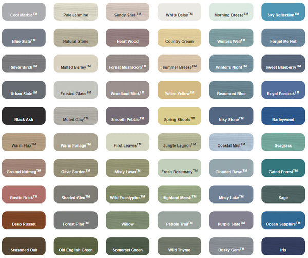 Cuprinol Garden Shades Colour Chart
