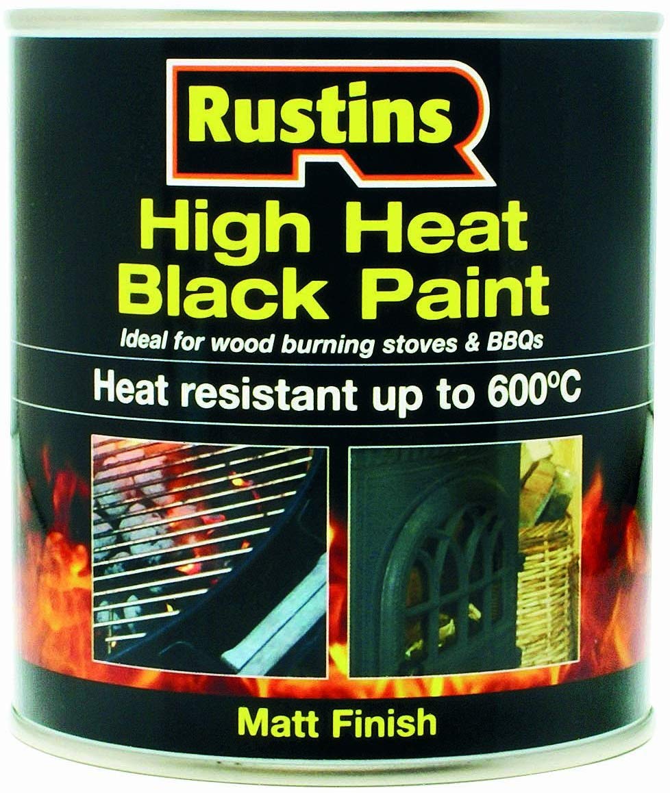 Rustins 600° High Heat Paint Black 250ml/500ml