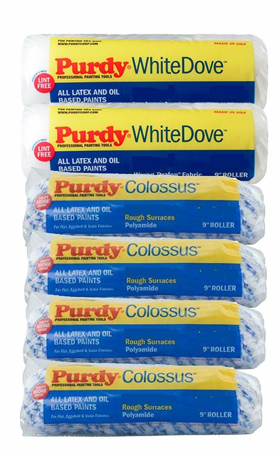 Purdy 9" Roller Sleeves 6-PACK - 4x Colossus & 2x White Dove