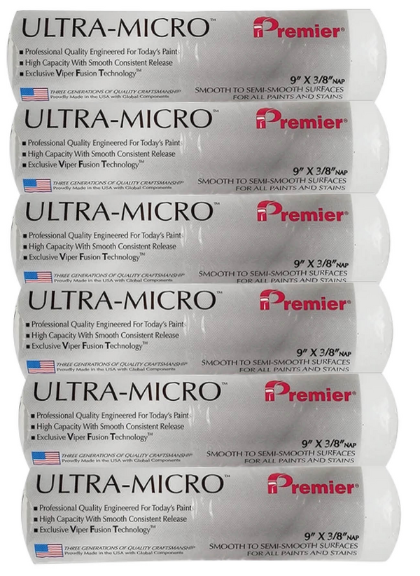 Premier Ultra-Micro 9" X 3/8" Roller Sleeve USA (Pack of 6)