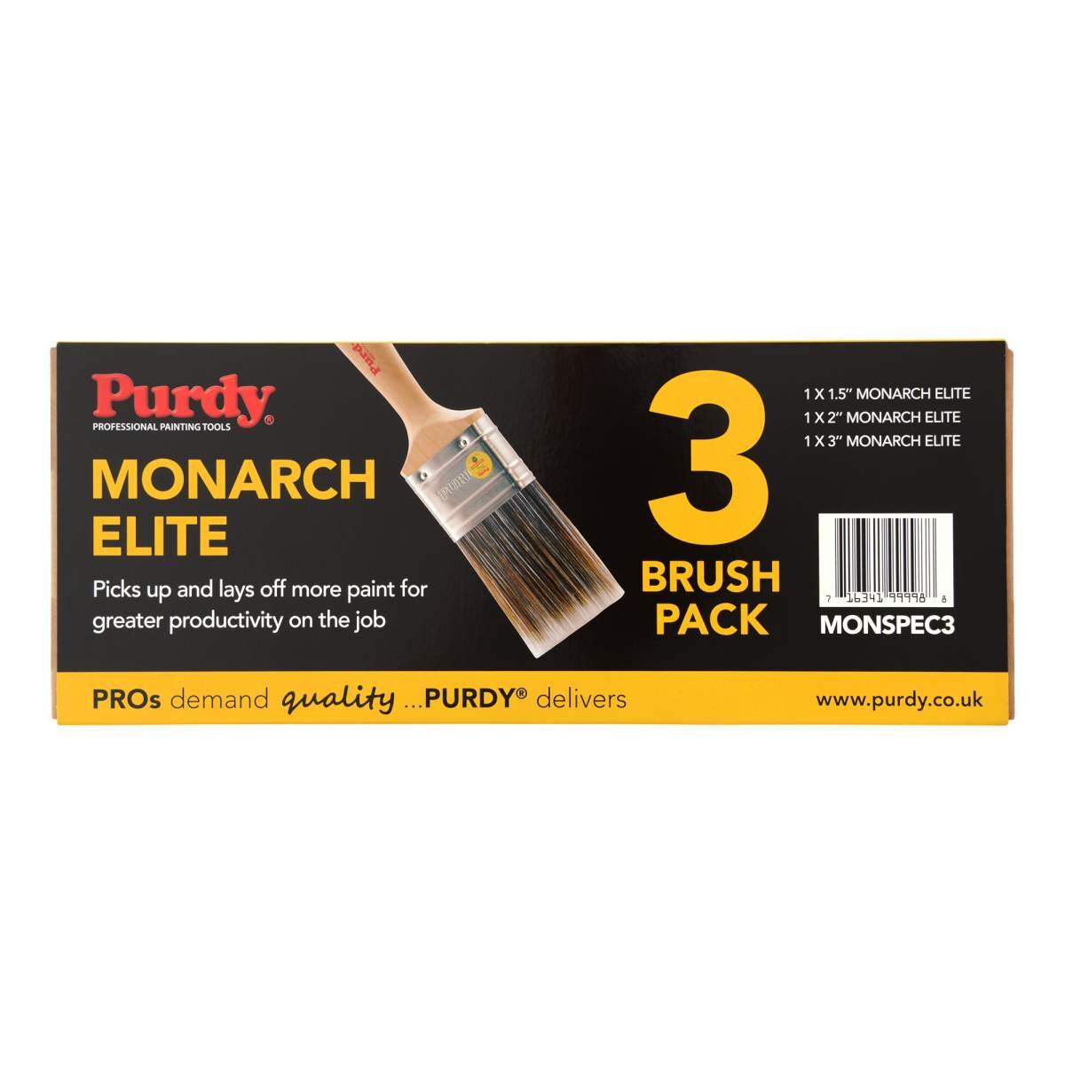 Purdy Monarch Elite Brush Set MONSPEC3 (1.5", 2" & 3")